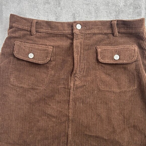 Reformation Skirt Womens 31 Elia Patch Pocket Corduroy Mini Brown Cafe Casual - Picture 5 of 9